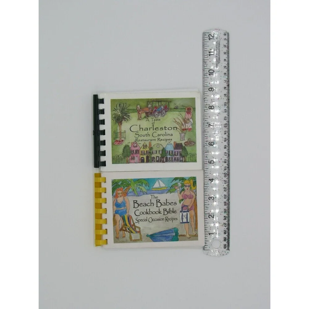Spiral Cookbooks Y2K  A Taste of Charleston & Beach Babes Cookbook Bible Recipes